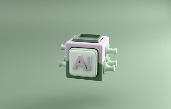 AI cube 3d render