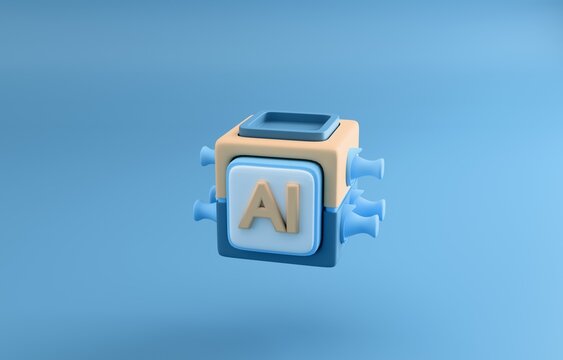 AI cube 3d render
