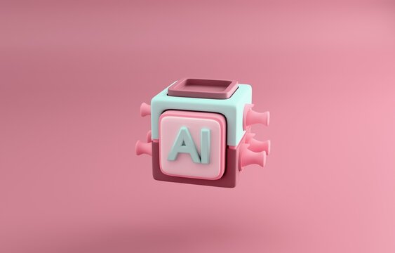 AI cube 3d render