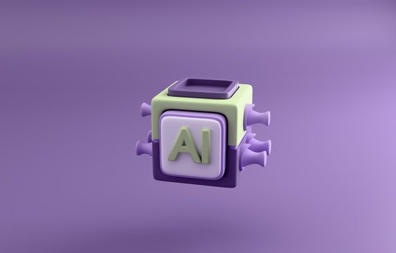 AI cube 3d render