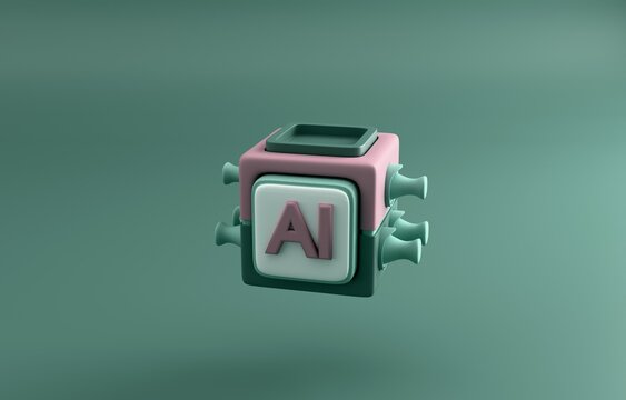 AI cube 3d render