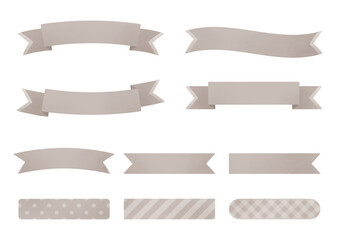 Set of 10 types of ribbon frames_monochrome