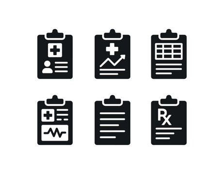 solid icon isolated medical chart patient file medical chart trend graph medical chart vital sign table medical chart EHR dashboard medical chart note section medical chart prescription pad