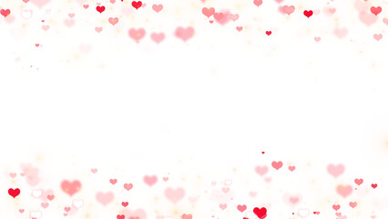 valentines day hearts and shiny gold glitter dust border frame on transparent background, png love and passion 14 February and anniversary social media design element