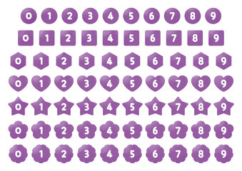 Number icon set_No text_Purple