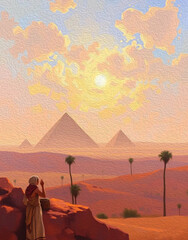 Landscape in oil paint. Pattern for printing on wall decorations, covers, wallpapers