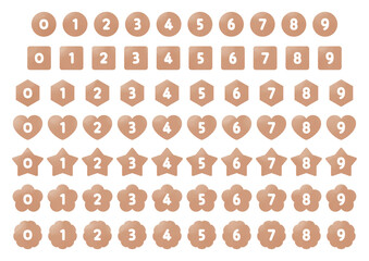 Number icon set_No text_brown