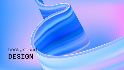 Abstract gradient on color wave background. 3d blue and pink fluid paint ribbon shape with soft light. Bright gradation brush stroke art. Unicorn sweet wallpaper with smooth blur and motion flow