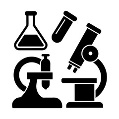 Laboratory and Microscope Icons – Medical Study Symbols Pack.