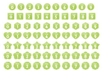 Number icon set_step_Yellow and green