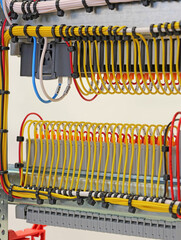 View from the back of the electrical panel. Connection of electronic modules using copper...