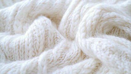 A close up view of a handmade cable knit blanket with intricate stitch patterns, showcasing the soft texture and craftsmanship of this warmth-giving item.