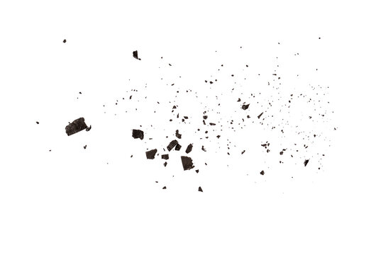 Charcoal particles and fine powder, isolated texture