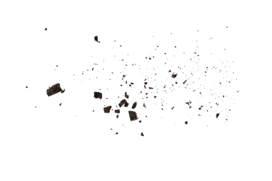 Charcoal particles and fine powder, isolated texture