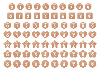 Number icon set_step_brown