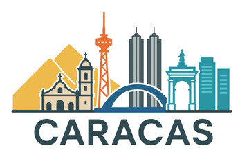 Fototapeta premium Caracas city skyline with iconic buildings and landmarks