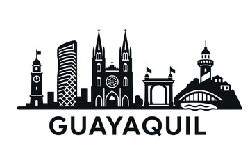 Fototapeta premium Guayaquil city skyline with iconic buildings and landmarks