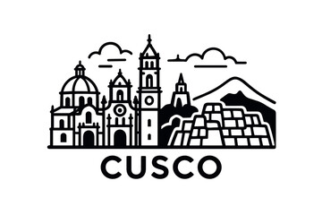 Fototapeta premium Cusco city skyline with iconic buildings and landmarks