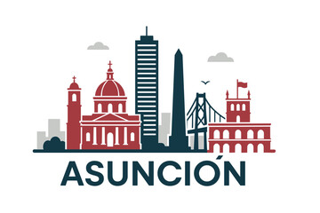 Obraz premium Asunción city skyline with iconic buildings and landmarks