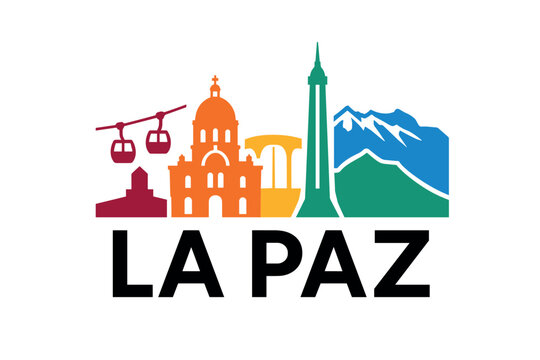La Paz city skyline with iconic buildings and landmarks