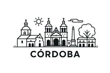 C&oacute;rdoba city, Argentina skyline with iconic buildings and landmarks