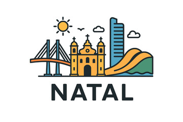 Naklejka premium Natal city skyline with iconic buildings and landmarks