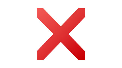 A single red x mark centered on a black background with simple design style