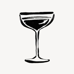 Champagne coupe ink brush, doodle illustration