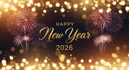 Happy New Year 2026 Celebration Banner Wallpaper