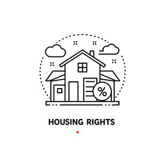 Fototapeta premium Housing rights symbol with house and percentage sign in vector style 