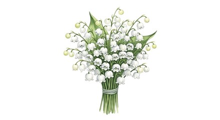 Watercolor painting shows bouquet of lilies isolated on white background gracefully.