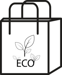 Minimal eco tote bag with leaf design, reusable shopping bag vector for environmental awareness with transparent background