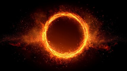 Obraz premium 炎のリング、黒背景