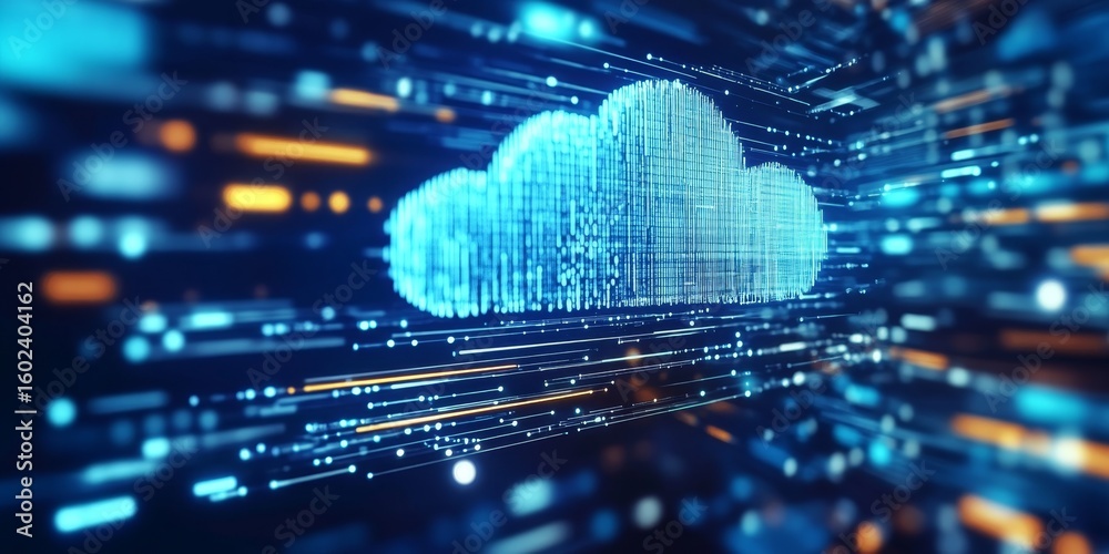 Poster cloud computing solutions for global connectivity and advanced data management using technology.