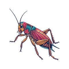 Fototapeta premium Had cricket lice color vector on white background.02