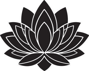 Fototapeta premium Elegant black lotus flower silhouette with detailed petals