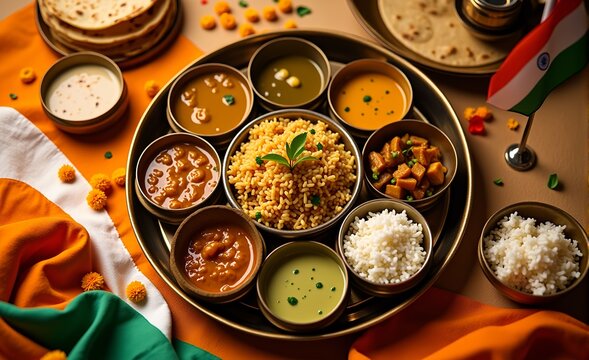 Indian Feast with Thali and Spices
