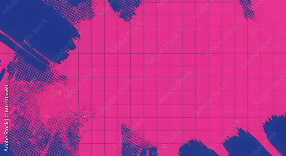 Poster abstract grids and strokes: a bold and graphic design featuring vibrant strokes of paint overlaying 
