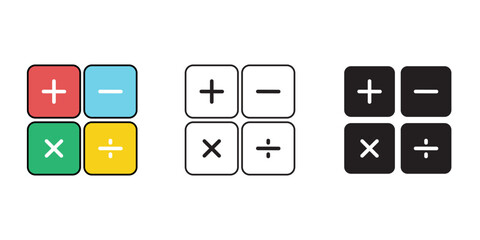Math icon set, mathematics flat simple infographics design template. Education concept, vector illustration.