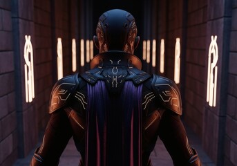 Naklejka premium Entering the Corridor of Techno-Runes