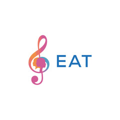 Fototapeta premium FAT “Colorful music logo with human faces and treble clef design” FAT Later Logo, “Creative music academy logo with silhouette heads and notes” 