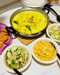 Traditional Malaysian home-cooked meal