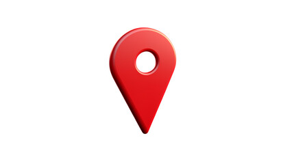 Fototapeta premium Vibrant red location pin icon symbolizing direction and pinpoint accuracy for navigation and business isolated on white or transparent png.