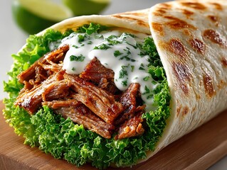 Pulled Pork Wrap with Cilantro Sauce: Gourmet Street Food