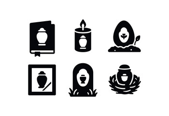 solid icon isolated ashes remembrance booklet ashes memorial candle ashes biodegradable pod ashes photo fe ashes garden marker ashes cradle nest
