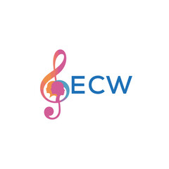ECW &ldquo;Creative music logo with human silhouettes and treble clef in gradient colors, ECW Later Logo, modern artistic design isolated on white background&rdquo;
