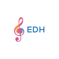 EDH “Creative music logo with human silhouettes and treble clef in gradient colors, EDH Later Logo, modern artistic design isolated on white background”
