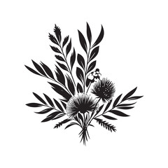 Wattle Day Silhouette Vector Illustration, Solid White Background.	