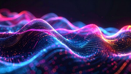 Fototapeta premium Holographic AI Neural Mesh Gradient Background with Light Leaks