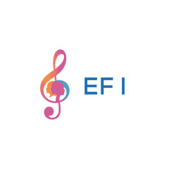 Obraz premium EFI “Creative music logo with human silhouettes and treble clef in gradient colors, EFI Later Logo, modern artistic design isolated on white background” 
